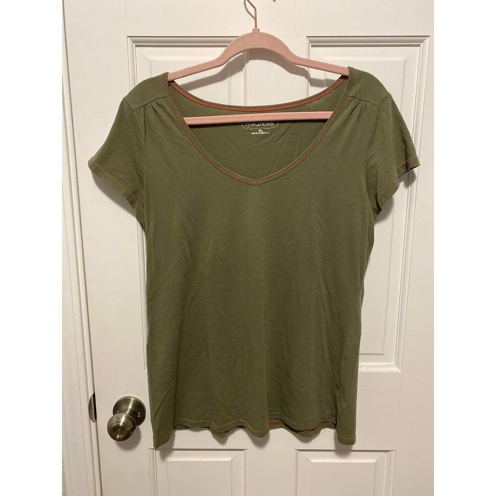 Maurices Army Green V-neck Shirt Womens Size XL